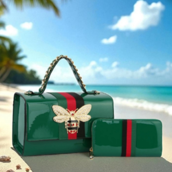 SALE!- Large Green Duxbury Handbag Set - Picture 1 of 5